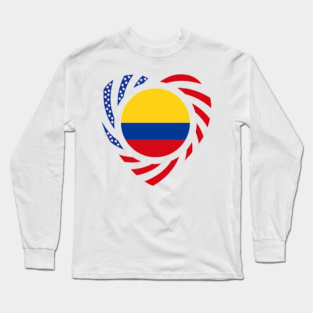 Colombian American Multinational Patriot Flag (Heart) Long Sleeve T-Shirt by Village Values